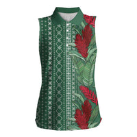 Women's Day Samoa Malu Tattoo Inspired Mix Teuila Women Sleeveless Polo Shirt Sage Green