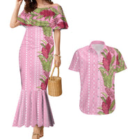 Women's Day Samoa Malu Tattoo Inspired Mix Teuila Couples Matching Mermaid Dress and Hawaiian Shirt Rose Pink