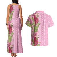 Women's Day Samoa Malu Tattoo Inspired Mix Teuila Couples Matching Tank Maxi Dress and Hawaiian Shirt Rose Pink