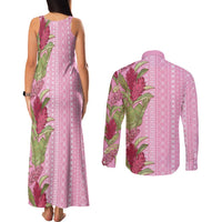 Women's Day Samoa Malu Tattoo Inspired Mix Teuila Couples Matching Tank Maxi Dress and Long Sleeve Button Shirt Rose Pink
