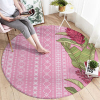 Women's Day Samoa Malu Tattoo Inspired Mix Teuila Round Carpet Rose Pink