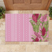 Women's Day Samoa Malu Tattoo Inspired Mix Teuila Rubber Doormat Rose Pink