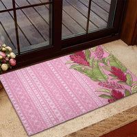 Women's Day Samoa Malu Tattoo Inspired Mix Teuila Rubber Doormat Rose Pink