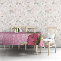 Women's Day Samoa Malu Tattoo Inspired Mix Teuila Tablecloth Rose Pink