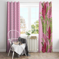Women's Day Samoa Malu Tattoo Inspired Mix Teuila Window Curtain Rose Pink
