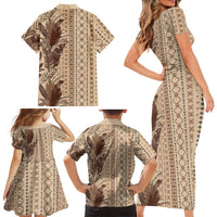 Women's Day Samoa Malu Tattoo Inspired Mix Teuila Family Matching Short Sleeve Bodycon Dress and Hawaiian Shirt Vintage Tapa