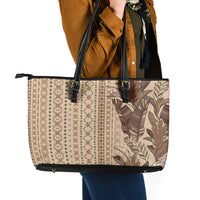 Women's Day Samoa Malu Tattoo Inspired Mix Teuila Leather Tote Bag Vintage Tapa