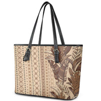 Women's Day Samoa Malu Tattoo Inspired Mix Teuila Leather Tote Bag Vintage Tapa