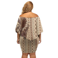 Women's Day Samoa Malu Tattoo Inspired Mix Teuila Off Shoulder Short Dress Vintage Tapa LT7 - Polynesian Pride