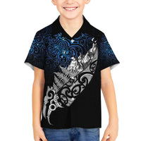 Maori Matariki Family Matching Off The Shoulder Long Sleeve Dress and Hawaiian Shirt Landscape Styled Fern - Galaxy