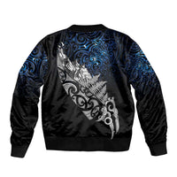 Maori Matariki Sleeve Zip Bomber Jacket Landscape Styled Fern - Galaxy LT7 - Polynesian Pride