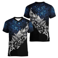 Maori Matariki Women V-Neck T-Shirt Landscape Styled Fern - Galaxy