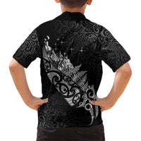 Maori Matariki Family Matching Summer Maxi Dress and Hawaiian Shirt Landscape Styled Fern - Monochrome LT7 - Polynesian Pride