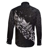 Maori Matariki Family Matching Summer Maxi Dress and Hawaiian Shirt Landscape Styled Fern - Monochrome LT7 - Polynesian Pride