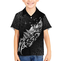 Maori Matariki Hawaiian Shirt Landscape Styled Fern - Monochrome