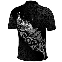 Maori Matariki Polo Shirt Landscape Styled Fern - Monochrome