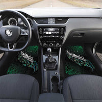 Maori Matariki Car Mats Landscape Styled Fern - Paua Shell LT7 Set 2pcs - Front Green - Polynesian Pride