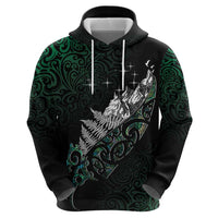 Maori Matariki Hoodie Landscape Styled Fern - Paua Shell