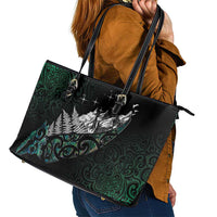 Maori Matariki Leather Tote Bag Landscape Styled Fern - Paua Shell LT7 - Polynesian Pride