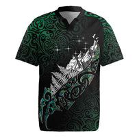 Maori Matariki Rugby Jersey Landscape Styled Fern - Paua Shell