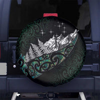 Maori Matariki Spare Tire Cover Landscape Styled Fern - Paua Shell LT7 No hole Green - Polynesian Pride