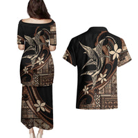 Samoa Manuia le Aso Tuto'atasi Couples Matching Puletasi and Hawaiian Shirt Siapo Mamanu Mix Tatau Marlin