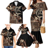 Samoa Manuia le Aso Tuto'atasi Family Matching Mermaid Dress and Hawaiian Shirt Siapo Mamanu Mix Tatau Marlin