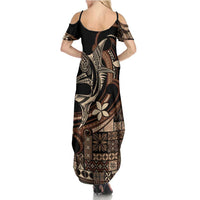 Samoa Manuia le Aso Tuto'atasi Family Matching Summer Maxi Dress and Hawaiian Shirt Siapo Mamanu Mix Tatau Marlin