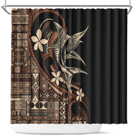 Samoa Manuia le Aso Tuto'atasi Shower Curtain Siapo Mamanu Mix Tatau Marlin LT7 Black - Polynesian Pride