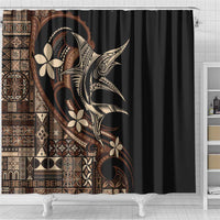 Samoa Manuia le Aso Tuto'atasi Shower Curtain Siapo Mamanu Mix Tatau Marlin LT7 - Polynesian Pride