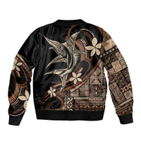 Samoa Manuia le Aso Tuto'atasi Sleeve Zip Bomber Jacket Siapo Mamanu Mix Tatau Marlin LT7 - Polynesian Pride