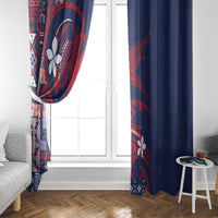 Samoa Manuia le Aso Tuto'atasi Window Curtain Siapo Mamanu Mix Tatau Marlin - Flag Color
