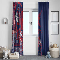 Samoa Manuia le Aso Tuto'atasi Window Curtain Siapo Mamanu Mix Tatau Marlin - Flag Color