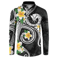 Kanaka Maoli Hawaii Plumeria Button Sweatshirt Dancing Tentacles Black Style