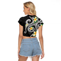 Kanaka Maoli Hawaii Plumeria Raglan Cropped T Shirt Dancing Tentacles Black Style