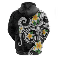 Kanaka Maoli Hawaii Plumeria Zip Hoodie Dancing Tentacles Black Style