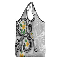Kanaka Maoli Hawaii Plumeria Grocery Bag Dancing Tentacles White Style