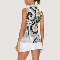 Kanaka Maoli Hawaii Plumeria Women Sleeveless Polo Shirt Dancing Tentacles White Style