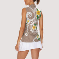 Kanaka Maoli Hawaii Plumeria Women Sleeveless Polo Shirt Dancing Tentacles Beige Style
