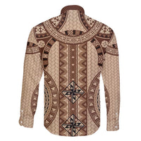 Bula Fiji Vintage Family Matching Puletasi and Hawaiian Shirt Brown Masi Motifs