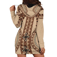 Bula Fiji Vintage Hoodie Dress Brown Masi Motifs
