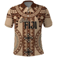 Bula Fiji Vintage Polo Shirt Brown Masi Motifs