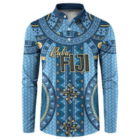 Bula Fiji Vintage Button Sweatshirt Prussian Blue Masi Motifs