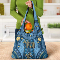 Bula Fiji Vintage Grocery Bag Prussian Blue Masi Motifs