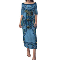 Bula Fiji Vintage Puletasi Prussian Blue Masi Motifs