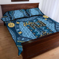 Bula Fiji Vintage Quilt Bed Set Prussian Blue Masi Motifs