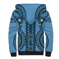 Bula Fiji Vintage Sherpa Hoodie Prussian Blue Masi Motifs