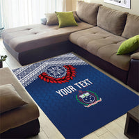 Manu Samoa Rugby Custom Navy Blue Area Rug ʻIe Toga Pattern With Red Ula fala