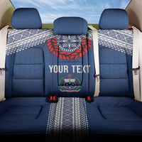Manu Samoa Rugby Custom Navy Blue Back Car Seat Cover ʻIe Toga Pattern With Red Ula fala