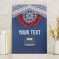 Manu Samoa Rugby Custom Navy Blue Canvas Wall Art ʻIe Toga Pattern With Red Ula fala